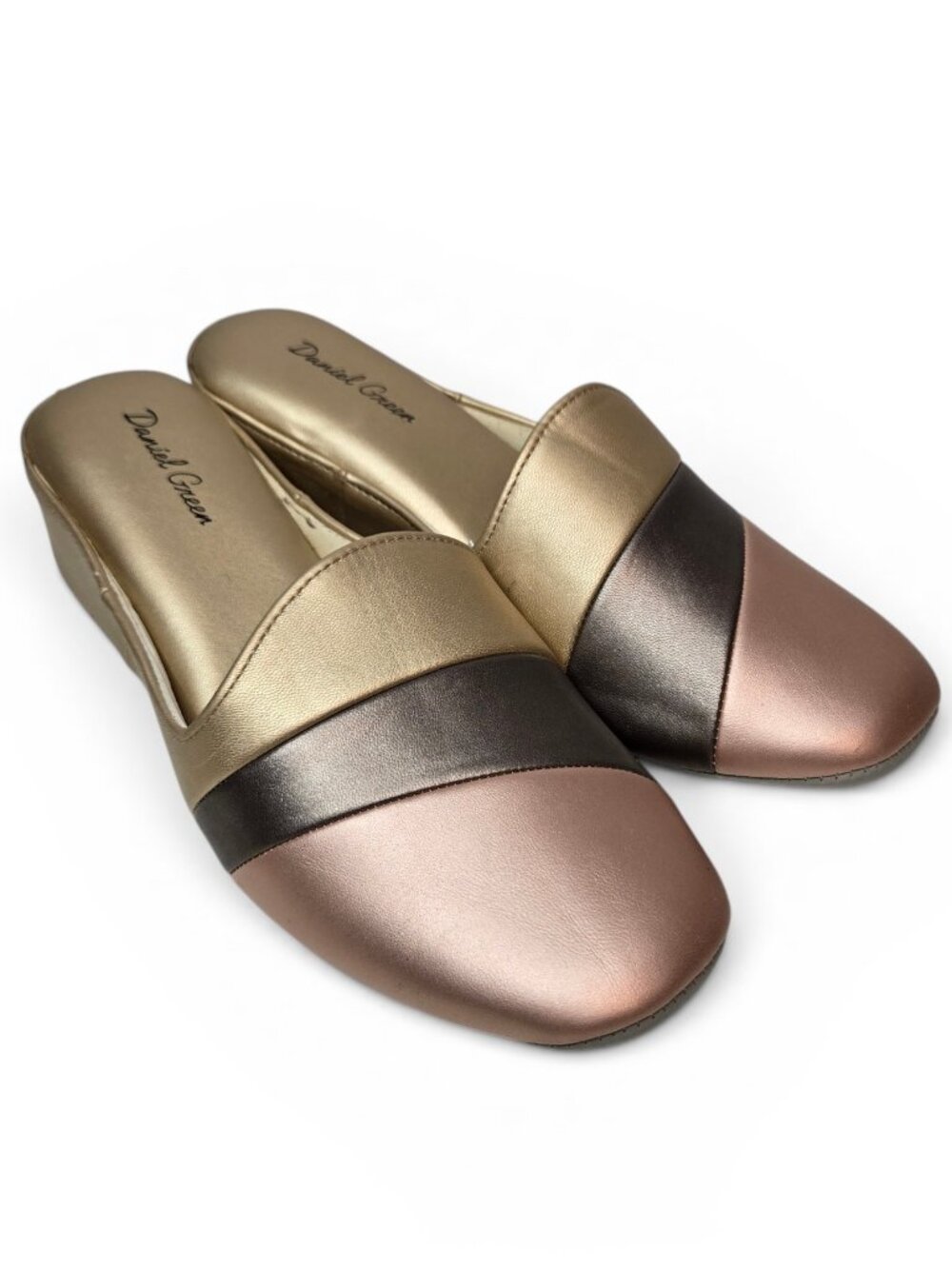 Daniel Green Denise Indoor Slipper Womens Metallic Tri Color Block Slip On 8M